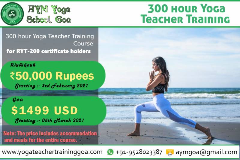 300 hour Yoga Teacher Training for RYT-200 certificate holders